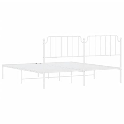 vidaXL Metal Bed Frame without Mattress with Headboard White 183x213 cm