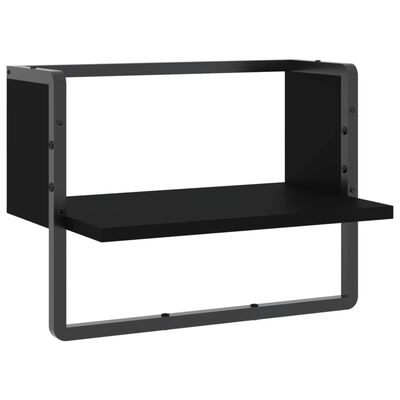 vidaXL Wall Shelf with Bar Black 40x25x30 cm