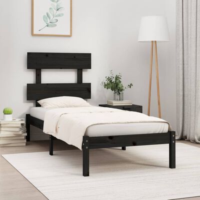 vidaXL Bed Frame without Mattress Black 90x190 cm Single Solid Wood