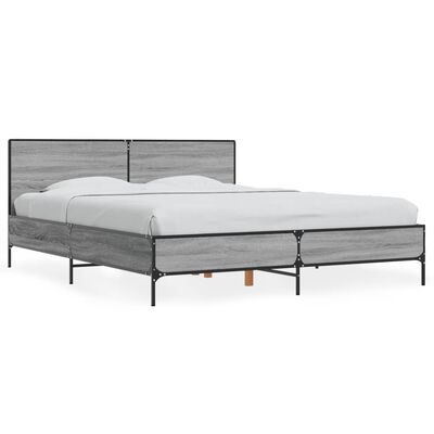 vidaXL Bed Frame without Mattress Grey Sonoma 160x200 cm