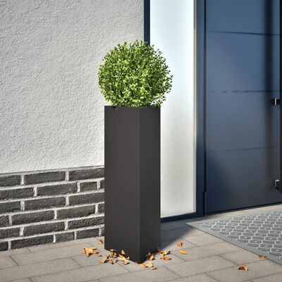 vidaXL Garden Planter Black Triangular 30x26x75 cm Steel