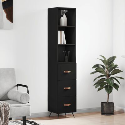 vidaXL Highboard Black 34.5x34x180 cm Engineered Wood