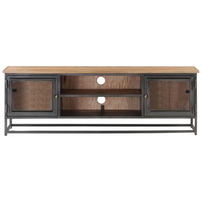 vidaXL TV Cabinet Grey 120x30x40 cm Solid Acacia Wood and Steel