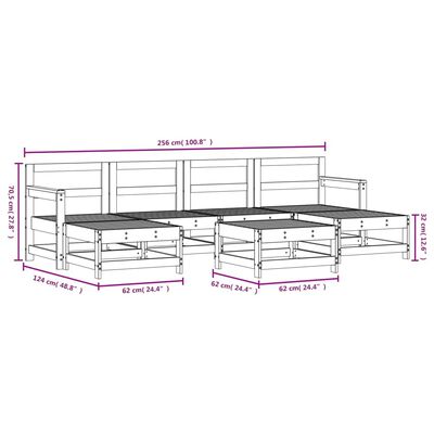 vidaXL 7 Piece Garden Lounge Set Black Solid Wood Pine