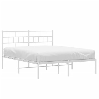 vidaXL Metal Bed Frame without Mattress with Headboard White 160x200 cm