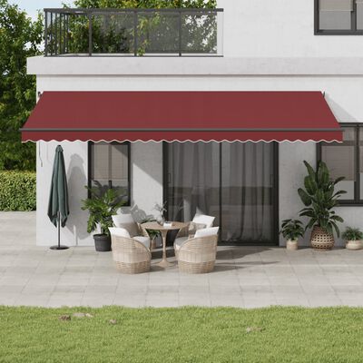 vidaXL Manual Retractable Awning Burgundy 600x350 cm