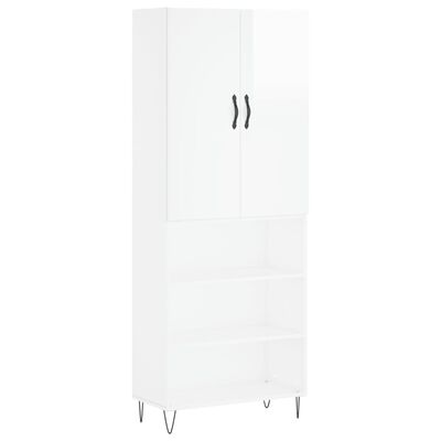 vidaXL Highboard High Gloss White 69.5x34x180 cm Engineered Wood