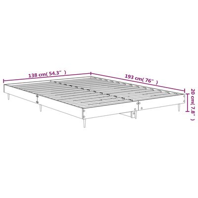 vidaXL Bed Frame without Mattress Brown Oak 135x190 cm Double Engineered Wood