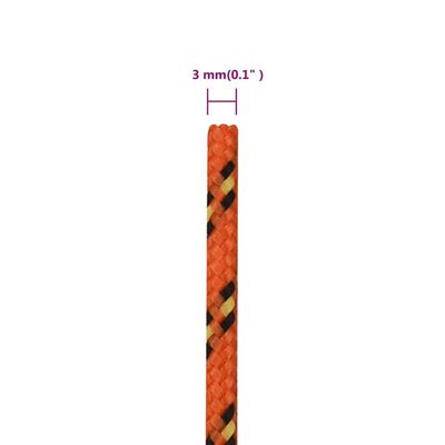 vidaXL Boat Rope Orange 3 mm 100 m Polypropylene