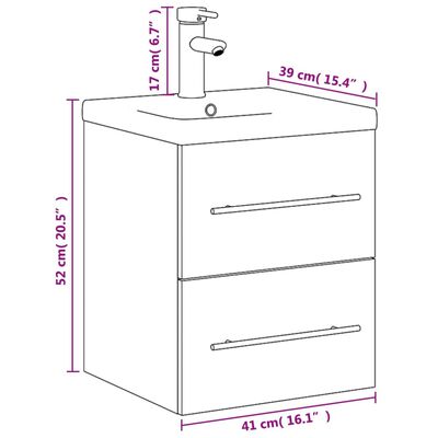 vidaXL Bathroom Sink Cabinet with Built-in Basin Concrete Grey