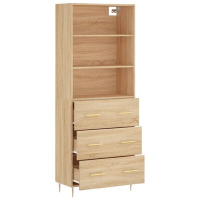 vidaXL Highboard Sonoma Oak 69.5x34x180 cm Engineered Wood