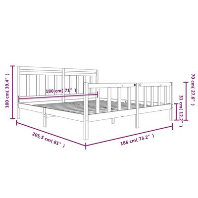 vidaXL Bed Frame without Mattress Super King Solid Wood