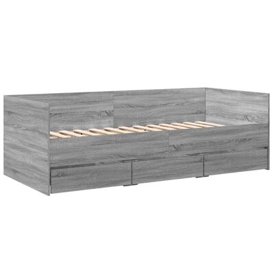 vidaXL Daybed with Drawers without Mattress Grey Sonoma 100x200 cm