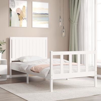 vidaXL Bed Frame without Mattress White 100x200 cm Solid Wood Pine