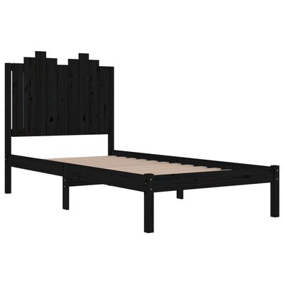 vidaXL Bed Frame without Mattress Black Solid Wood Small Single