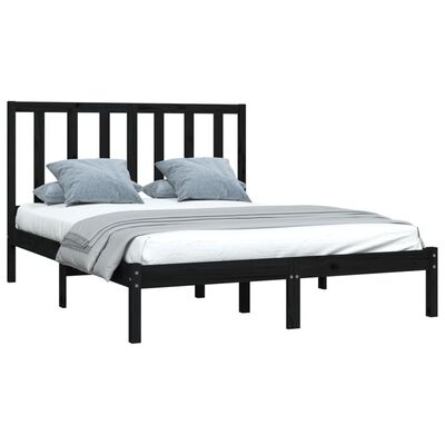 vidaXL Bed Frame without Mattress Black Solid Wood Pine 140x200 cm