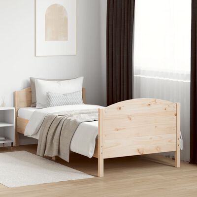 vidaXL Bed Frame without Mattress 75x190 cm Small Single Solid Wood Pine