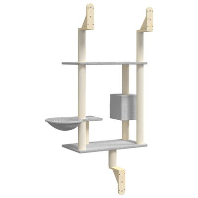 vidaXL Wall-mounted Cat Tree with Scratching Post Light Grey 153 cm