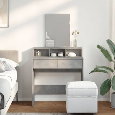 vidaXL Dressing Table with Mirror Concrete Grey 80x41x144.5 cm