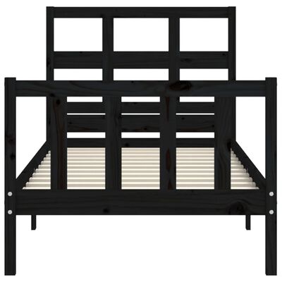 vidaXL Bed Frame without Mattress Black 90x200 cm Solid Wood Pine