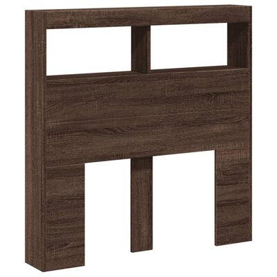 vidaXL Headboard Cabinet with LED Brown Oak 100x17x102 cm