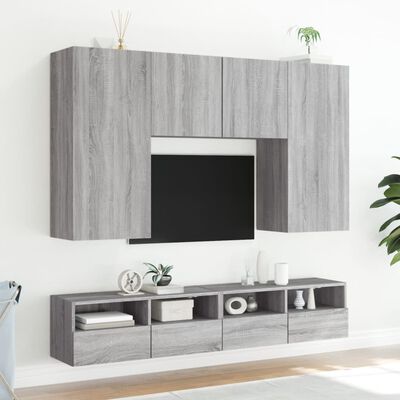 vidaXL TV Wall Cabinet Grey Sonoma 80x30x30 cm Engineered Wood