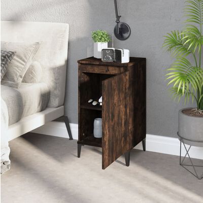 vidaXL Bedside Cabinet Smoked Oak 40x35x70 cm Engineered Wood