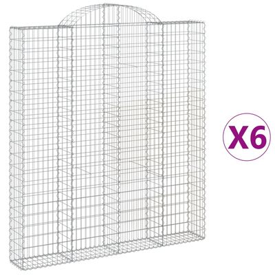 vidaXL Arched Gabion Baskets 6 pcs 200x30x220/240 cm Galvanised Iron