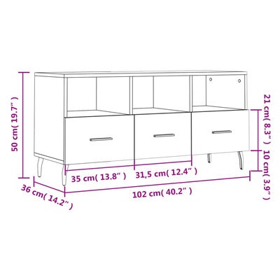 vidaXL TV Cabinet Smoked Oak 102x36x50 cm Engineered Wood