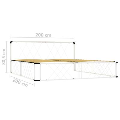 vidaXL Bed Frame without Mattress White Metal 200x200 cm