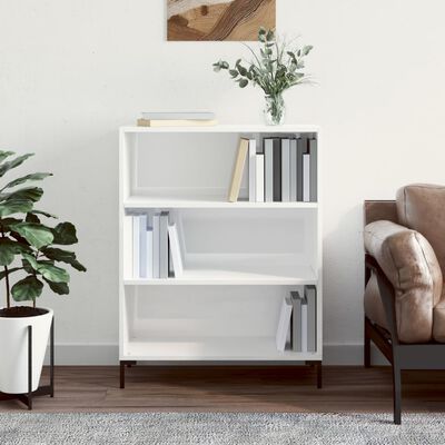 vidaXL Bookcase High Gloss White 69.5x32.5x90 cm Engineered Wood