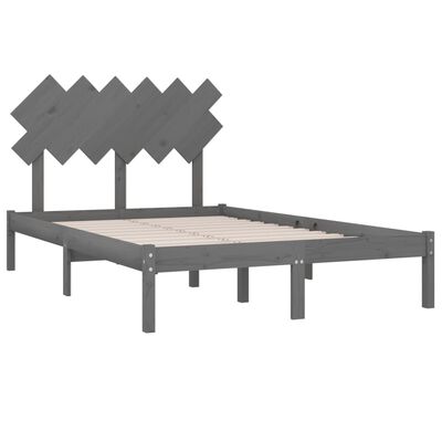 vidaXL Bed Frame without Mattress Grey 135x190 cm Double Solid Wood