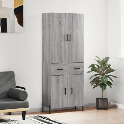 vidaXL Highboard Grey Sonoma 69.5x34x180 cm Engineered Wood