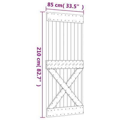 vidaXL Sliding Door with Hardware Set 85x210 cm Solid Wood Pine