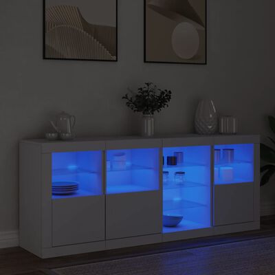 vidaXL Sideboard with LED Lights White 164x37x67 cm