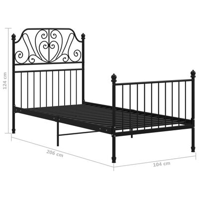 vidaXL Bed Frame without Mattress Black Metal 100x200 cm