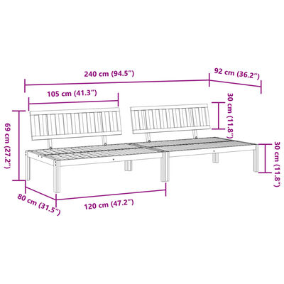 vidaXL Garden Pallet Middle Sofas 2 pcs Solid Wood Acacia