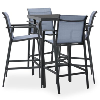 vidaXL 5 Piece Garden Bar Set Black and Grey