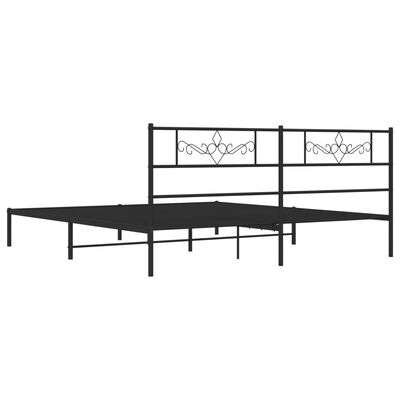 vidaXL Metal Bed Frame without Mattress with Headboard Black 193x203 cm