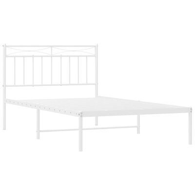 vidaXL Metal Bed Frame without Mattress with Headboard White 107x203 cm