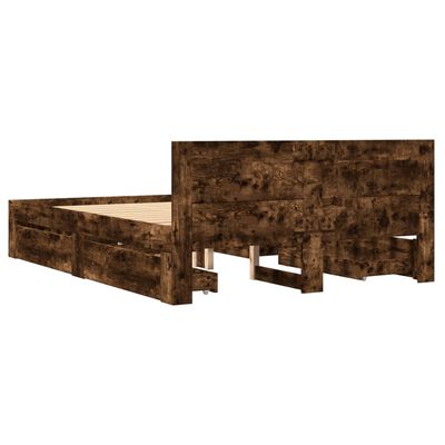 vidaXL Bed Frame with Headboard without Mattress Smoked Oak 140x200 cm