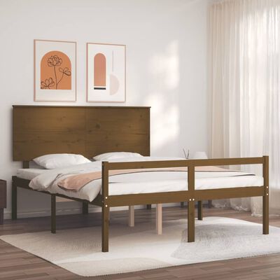 vidaXL Senior Bed without Mattress Honey Brown King Size Solid Wood