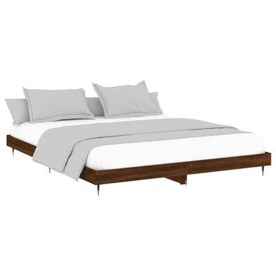 vidaXL Bed Frame without Mattress Brown Oak 150x200 cm King Size Engineered Wood