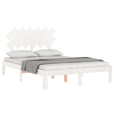 vidaXL Bed Frame without Mattress White Double Solid Wood Pine