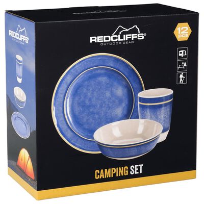 Redcliffs 12 Piece Camping Tableware Set Melamine Blue