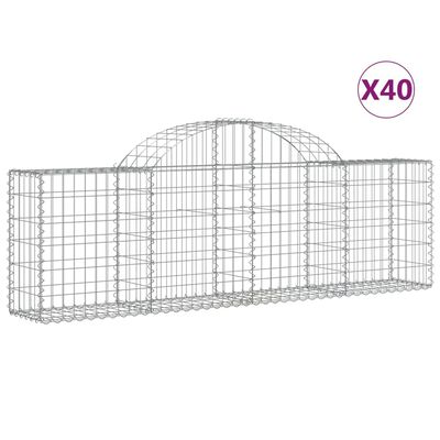 vidaXL Arched Gabion Baskets 40 pcs 200x30x60/80 cm Galvanised Iron