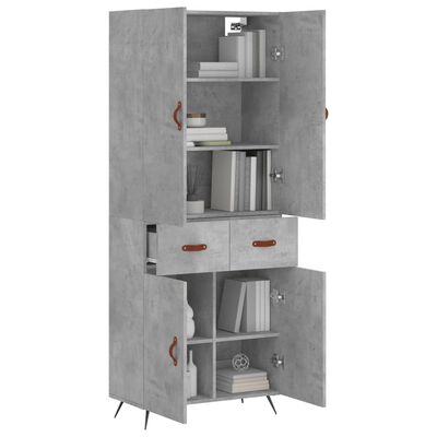 vidaXL Highboard Concrete Grey 69.5x34x180 cm Engineered Wood