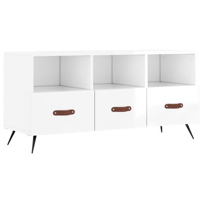 vidaXL TV Cabinet High Gloss White 102x36x50 cm Engineered Wood