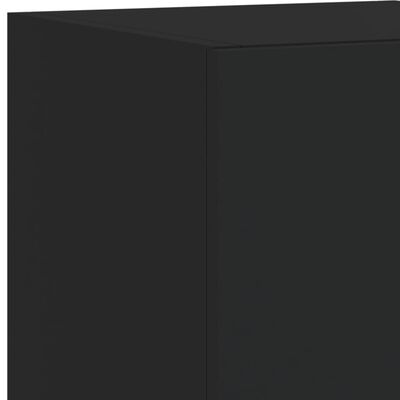 vidaXL TV Wall Cabinet with LED Lights Black 30.5x35x70 cm