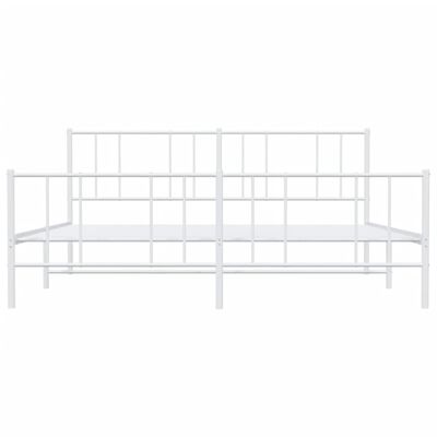 vidaXL Metal Bed Frame without Mattress with Footboard White 200x200 cm